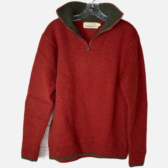 Irelands Eye 100% Wool 1/4 Zip Sweater - BURNT ORANGE - Picture 1 of 8